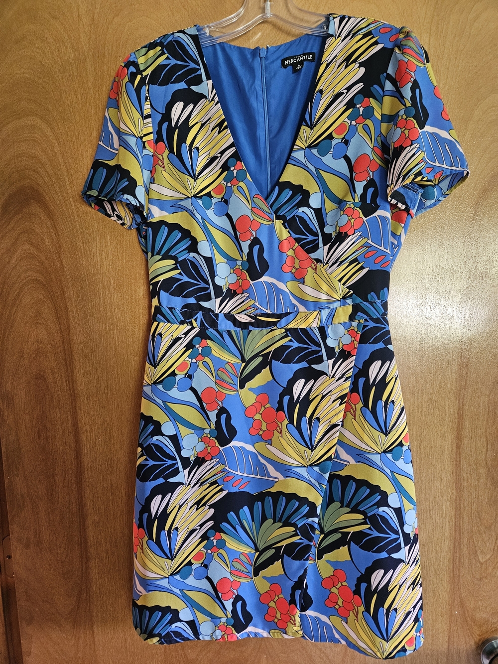 J. Crew Blue Multi Floral V-Neck Mini Dress